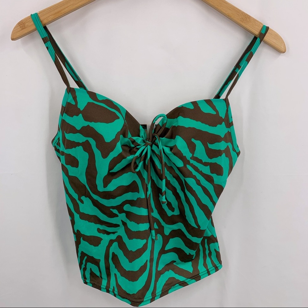 Victoria’s Secret blue & brown animal tankini 34B